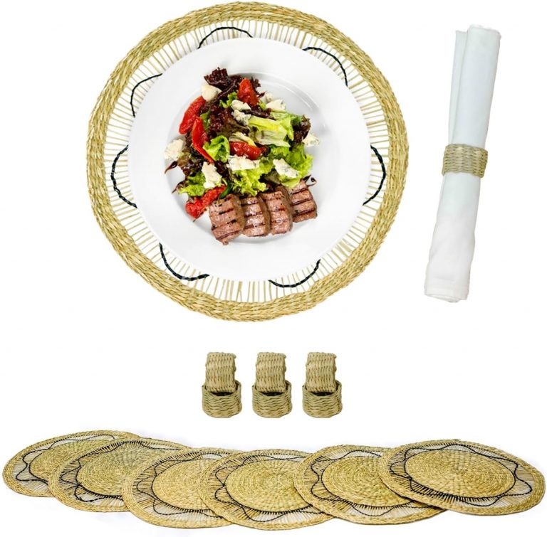 Discover the Rustic Charm of the 6 PCS Round Woven Sedge Placemats – Available Exclusively at Pefso